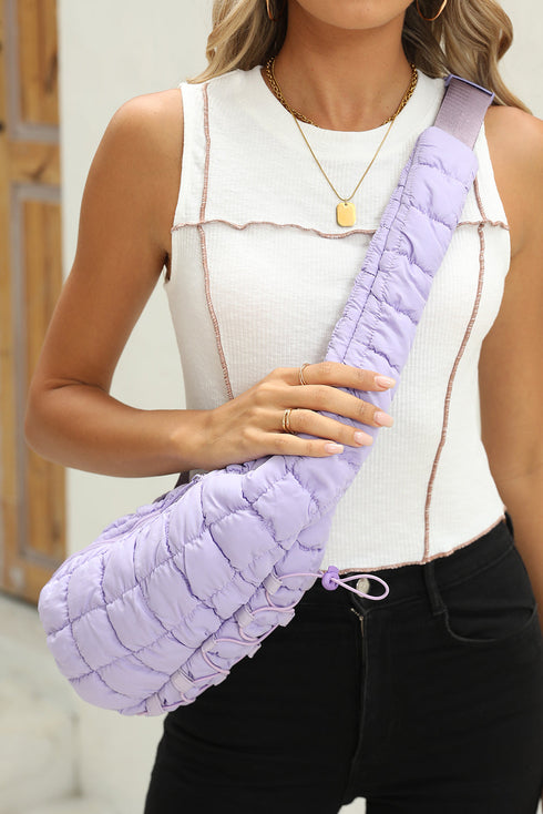 Quilted Nylon Drawstring Knot Strap Sling Bag
