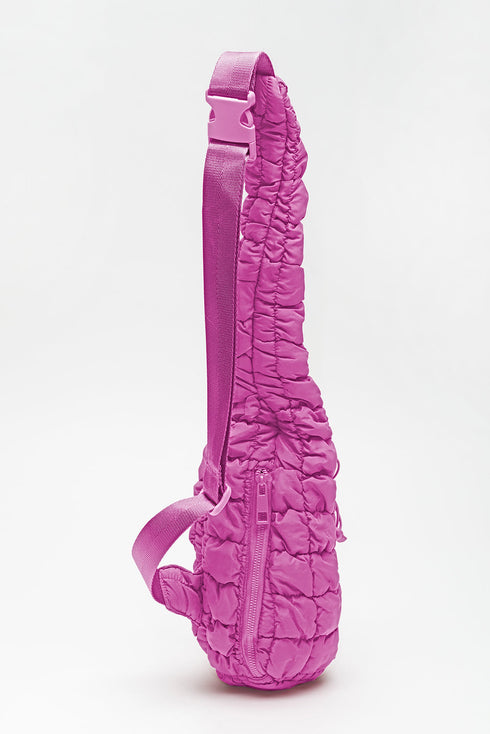 Quilted Nylon Drawstring Knot Strap Sling Bag