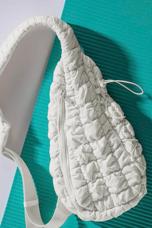 Quilted Nylon Drawstring Knot Strap Sling Bag