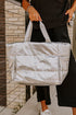 Quilted Nylon Puffer Shoulder Tote With Zipper Closure