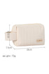 Quilted PU Leather Round Zip Handle Makeup Bag