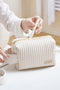 Quilted PU Leather Round Zip Handle Makeup Bag
