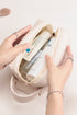 Quilted PU Leather Round Zip Handle Makeup Bag