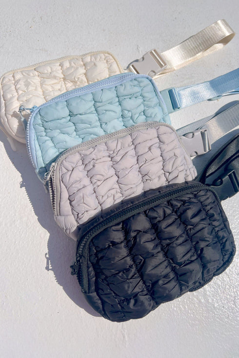 Quilted Puffer Adjustable Strap Crossbody Belt Bag
