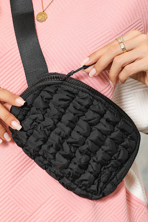 Quilted Puffer Adjustable Strap Crossbody Belt Bag