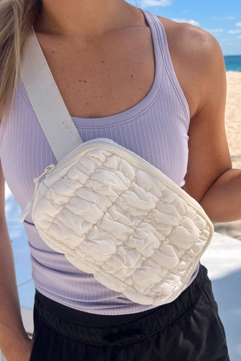 Quilted Puffer Adjustable Strap Crossbody Belt Bag