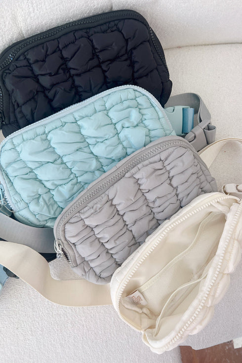 Quilted Puffer Adjustable Strap Crossbody Belt Bag