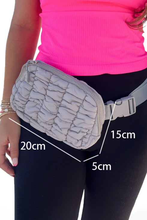 Quilted Puffer Adjustable Strap Crossbody Belt Bag