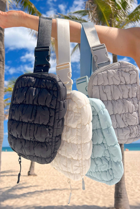 Quilted Puffer Adjustable Strap Crossbody Belt Bag