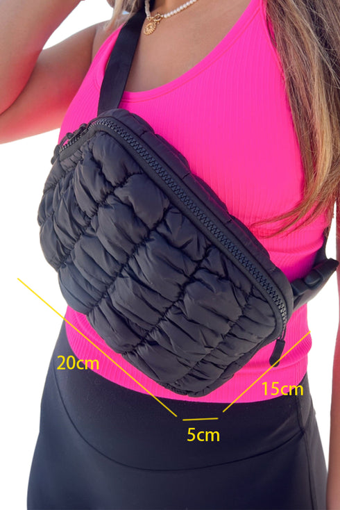 Quilted Puffer Adjustable Strap Crossbody Belt Bag