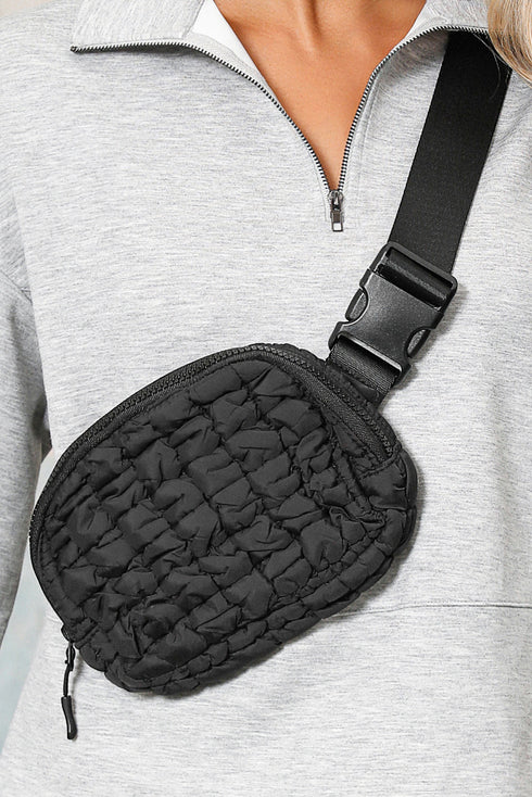 Quilted Puffer Adjustable Strap Crossbody Belt Bag
