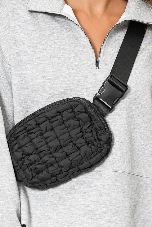 Quilted Puffer Adjustable Strap Crossbody Belt Bag