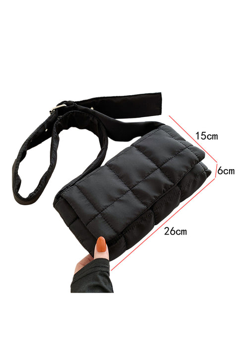 Quilted Puffer Adjustable Wide Strap Crossbody Bag