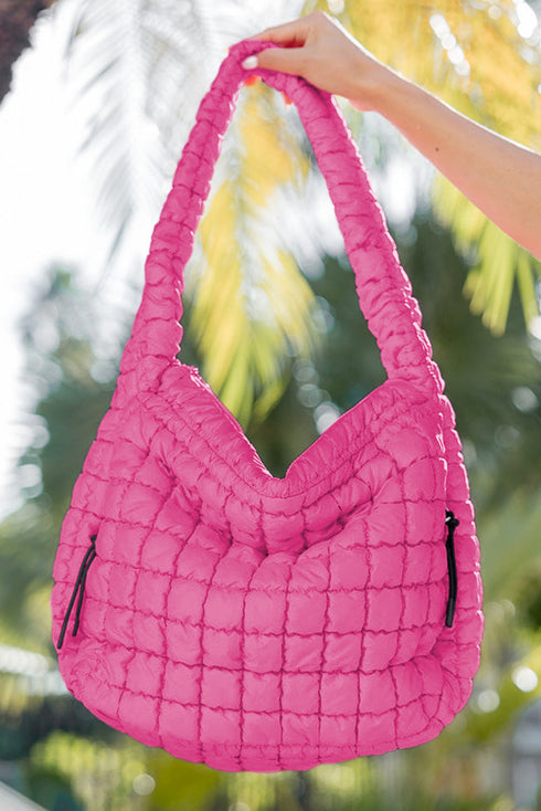 Quilted Puffy Oversized Faux Leather Slouchy Shoulder Bag