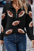 Quilted Shimmer Football Graphic Long Sleeve Quarter Zip Pullover