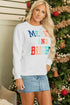 Quilted Texture Letter Pattern Crewneck Long Sleeve Sweatshirt