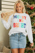 Quilted Texture Letter Pattern Crewneck Long Sleeve Sweatshirt