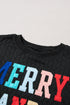 Quilted Texture Letter Pattern Crewneck Long Sleeve Sweatshirt