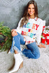 Quilted Texture Letter Pattern Crewneck Long Sleeve Sweatshirt