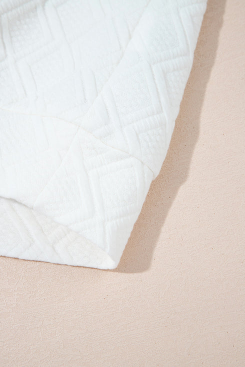 Quilted Texture Short Sleeve Half Zip Pullover