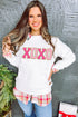 Quilted Texture XOXO Graphic Print Crew Neck Pullover Sweatshirt