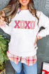 Quilted Texture XOXO Graphic Print Crew Neck Pullover Sweatshirt
