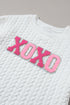 Quilted Texture XOXO Graphic Print Crew Neck Pullover Sweatshirt