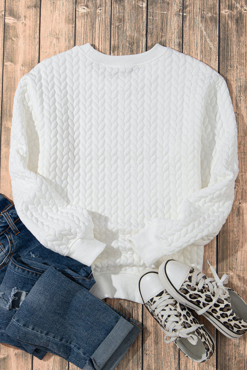 Quilted Texture XOXO Graphic Print Crew Neck Pullover Sweatshirt
