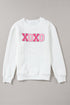 Quilted Texture XOXO Graphic Print Crew Neck Pullover Sweatshirt