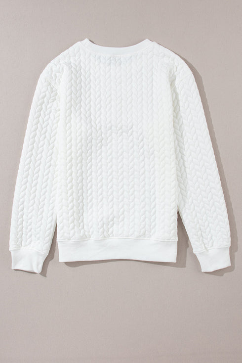 Quilted Texture XOXO Graphic Print Crew Neck Pullover Sweatshirt