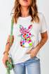 Rabbit Graphic Polka Dot Bow Crew Neck Tee