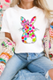 Rabbit Graphic Polka Dot Bow Crew Neck Tee