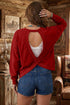 Racing Ribbed Drop Shoulder Cutout Back Sweatshirt