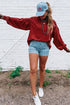 Racing Ribbed Drop Shoulder Cutout Back Sweatshirt