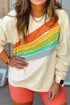 Rainbow Raglan Sleeve Crew Neck Plus Size Sweatshirt
