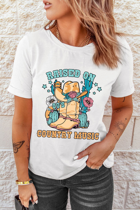 Raised On 90s Country Music Retro Western Graphic Tee