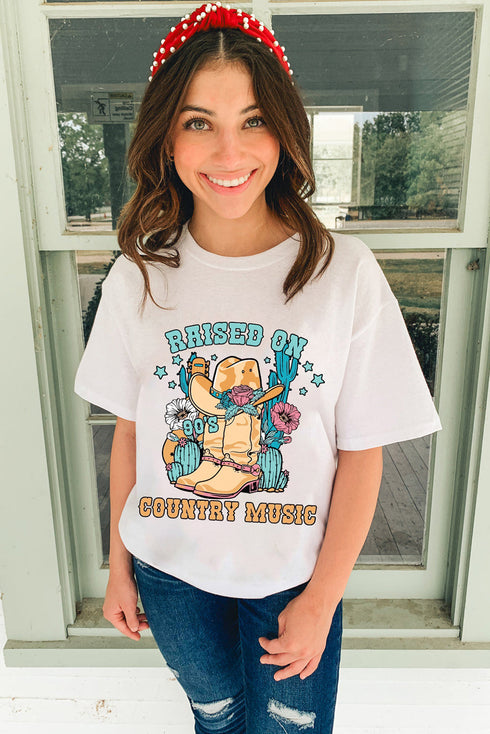 Raised On 90s Country Music Retro Western Graphic Tee