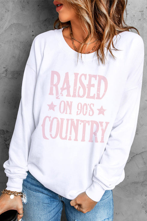 Raised On 90'S Country Print Pullover Sweatshirt