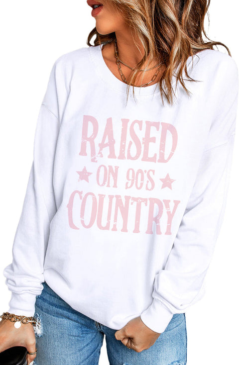 Raised On 90'S Country Print Pullover Sweatshirt