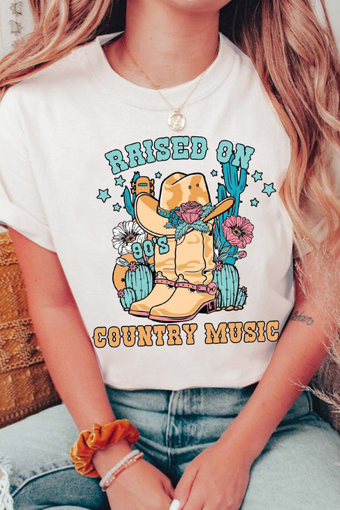Raised On Country Music Western Graphic Tee