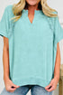 Raw Cut Notched Neck Lace Patchwork Mineral Wash Tee