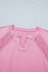Raw Cut Notched Neck Lace Patchwork Mineral Wash Tee