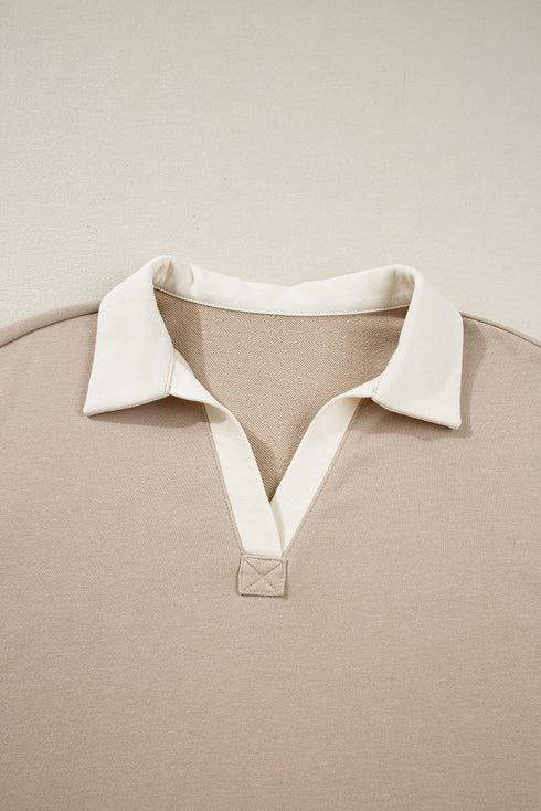 Raw Edge Color Block Patchwork Crew Neck Cropped Pullover Skirt Set