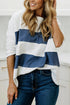 Raw Edge Exposed Seam Striped Long Sleeve Top