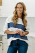 Raw Edge Exposed Seam Striped Long Sleeve Top