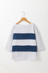 Raw Edge Exposed Seam Striped Long Sleeve Top