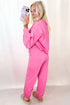 Raw Edge Half Button Pullover Jogger Pant Sets