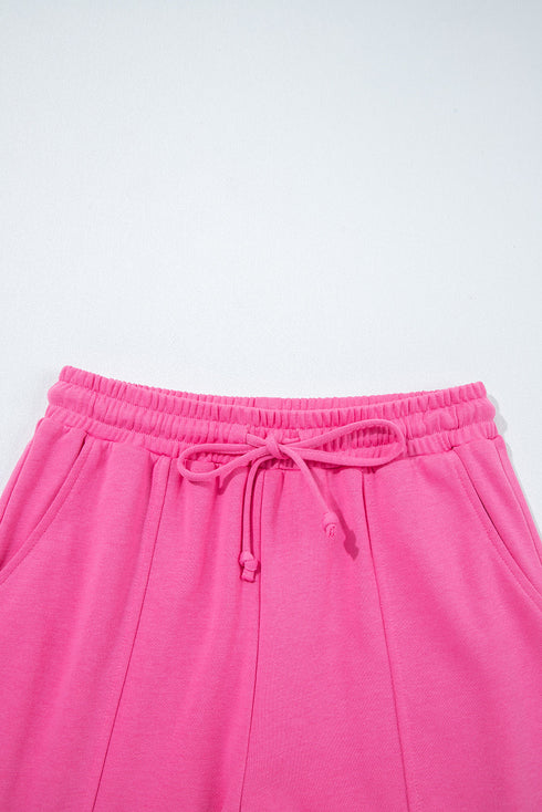 Raw Edge Half Button Pullover Jogger Pant Sets