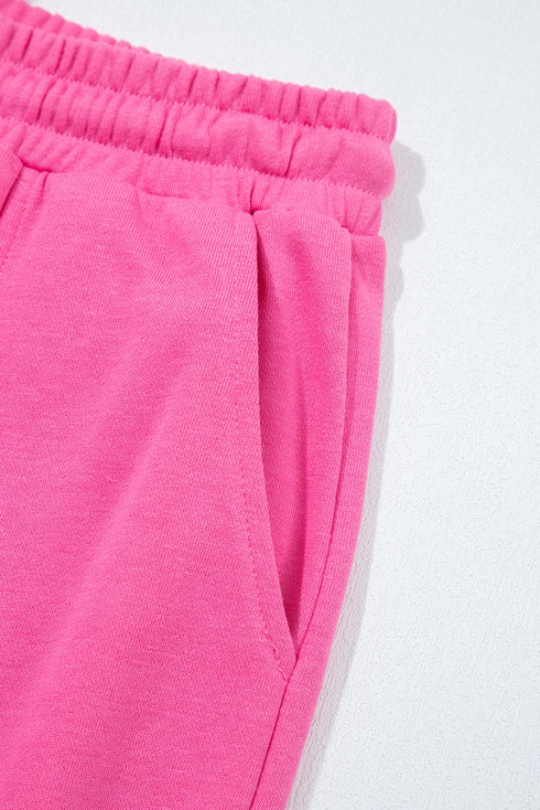 Raw Edge Half Button Pullover Jogger Pant Sets