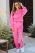 Raw Edge Half Button Pullover Jogger Pant Sets
